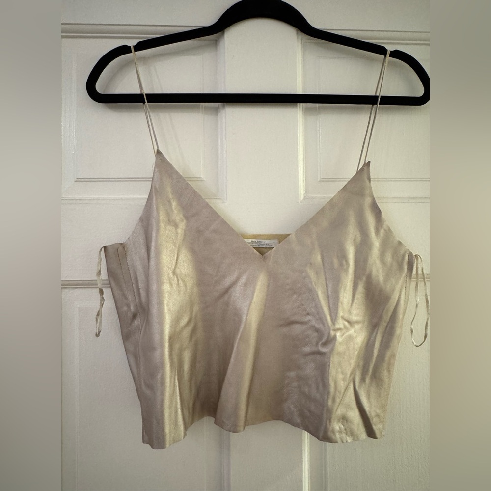 Zara Metallic grey crop top size M